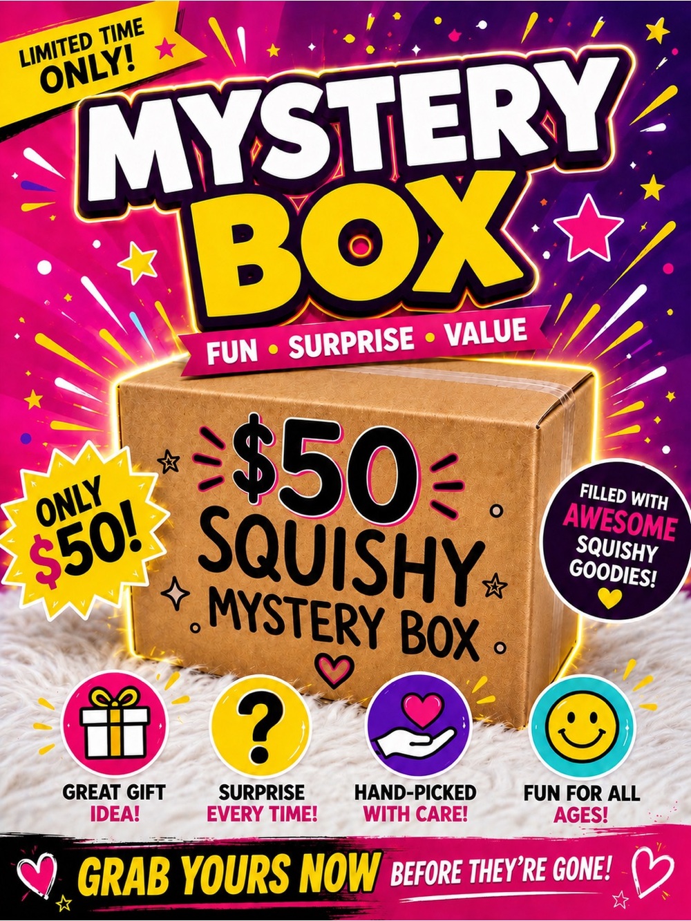 Brand New 🧸 Mystery Box Squishy - YOU WILL GET 6-9 SQUISHY TOYS IN THIS BOX 🛍